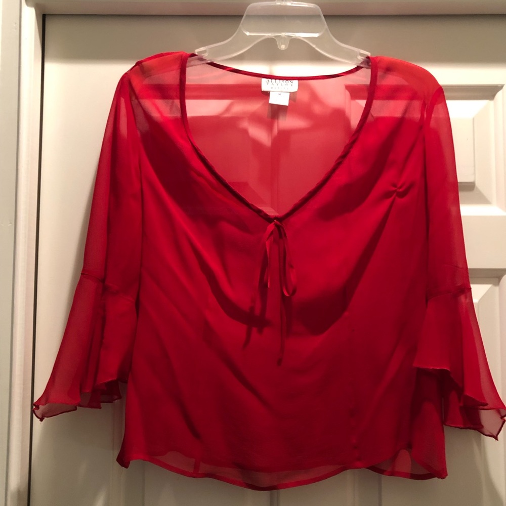 Red sheer top